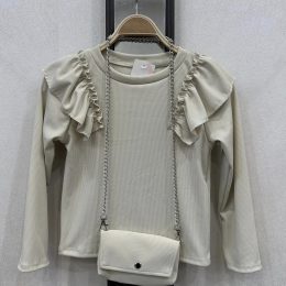 Top méga froufrou + sac - beige