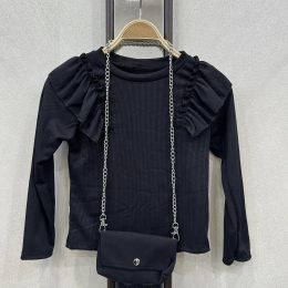 Top méga froufrou + sac - noir
