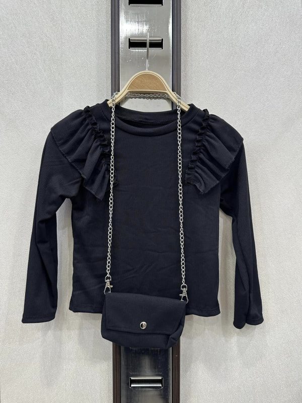 Top méga froufrou + sac - noir