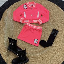 Ensemble jupe US - Rose fluo
