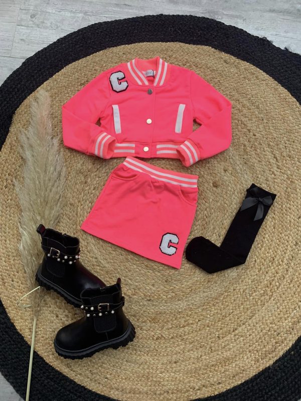 Ensemble jupe US - Rose fluo