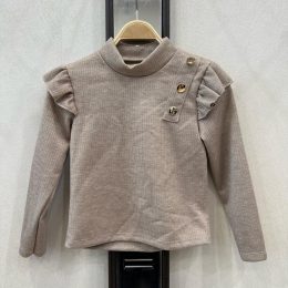 Pull Top froufrou+ boutons dorés - beige