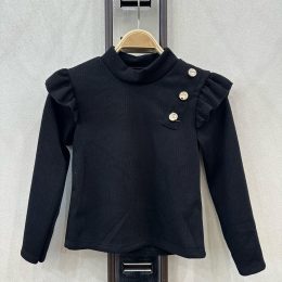 Top froufrou+ boutons dorés - noir