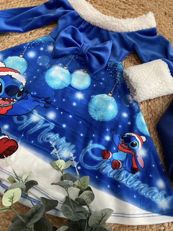 Robe velours Stitch double - Bleue – Image 2