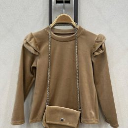 Top velours froufrou + sac - camel
