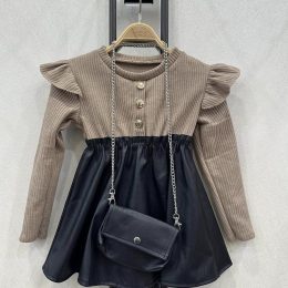 Robe bi matière et son sac - Camel